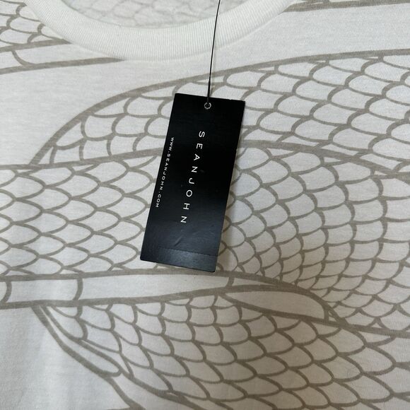 sean john shirt Snake Print All Over Wrap Around 2XL NWT White Gold - Picture 6 of 6